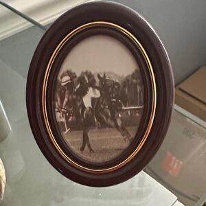 Cartier Dark Brown Oval Photo Frame with Gold Accent (Vintage 1980s)